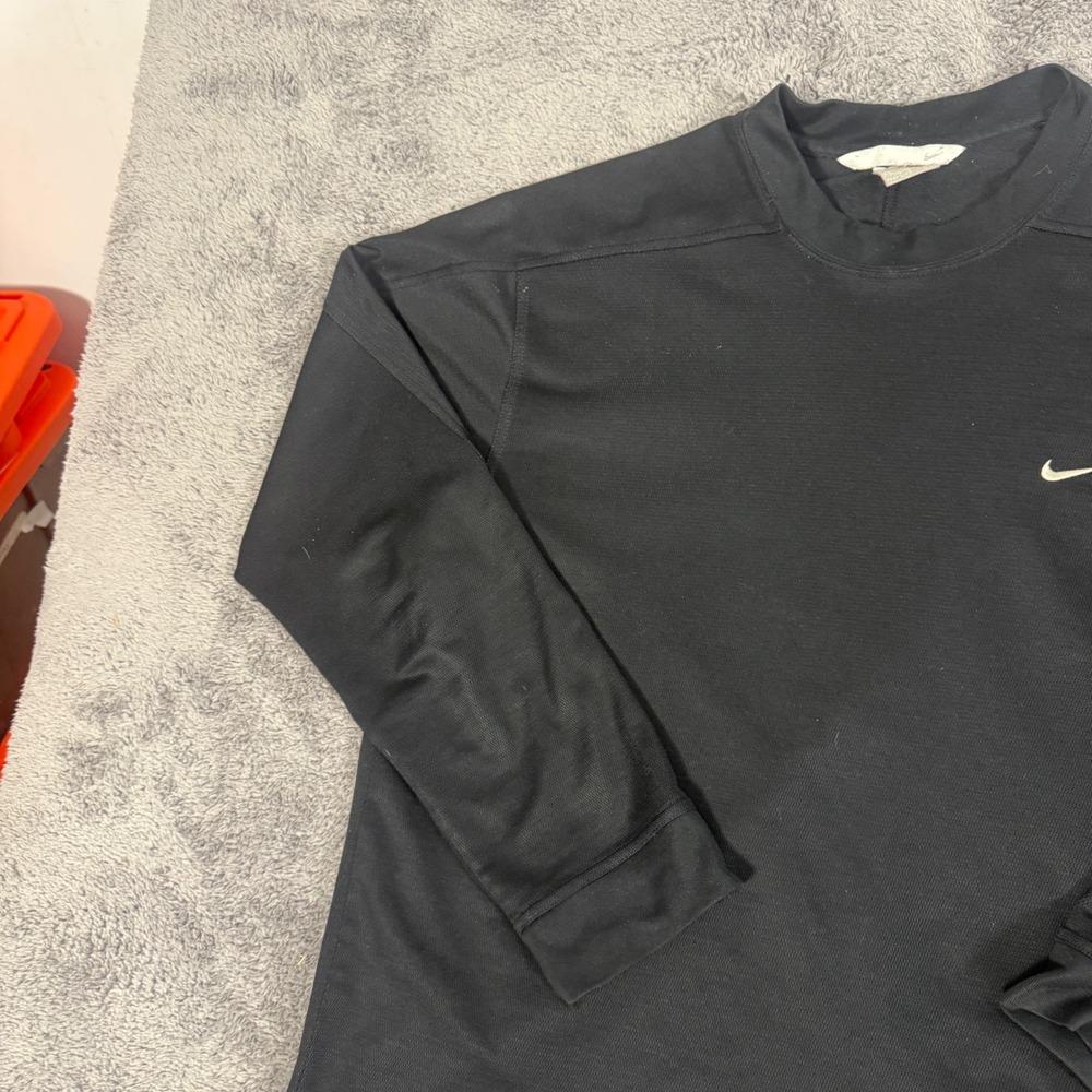 Nike Long Sleeve Shirt Mens Large Black Excellent Embroidered Swoosh Athletic - Picture 2 of 8